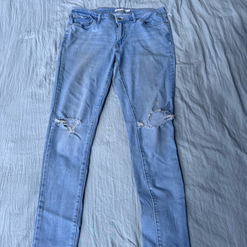 Levi's Light Blue Distressed Skinny Jeans